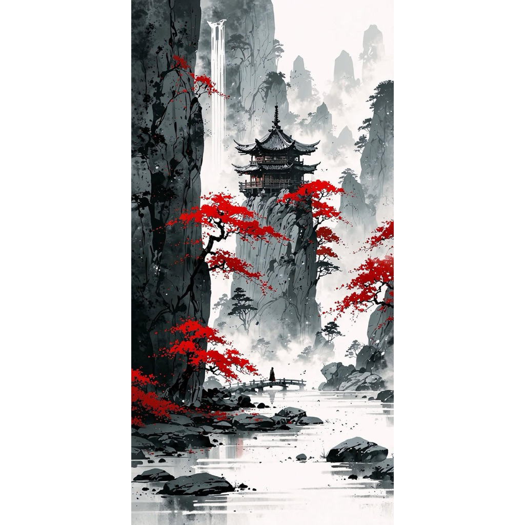 lukisan jepang - lukisan mandarin - lukisan kanvas vintage