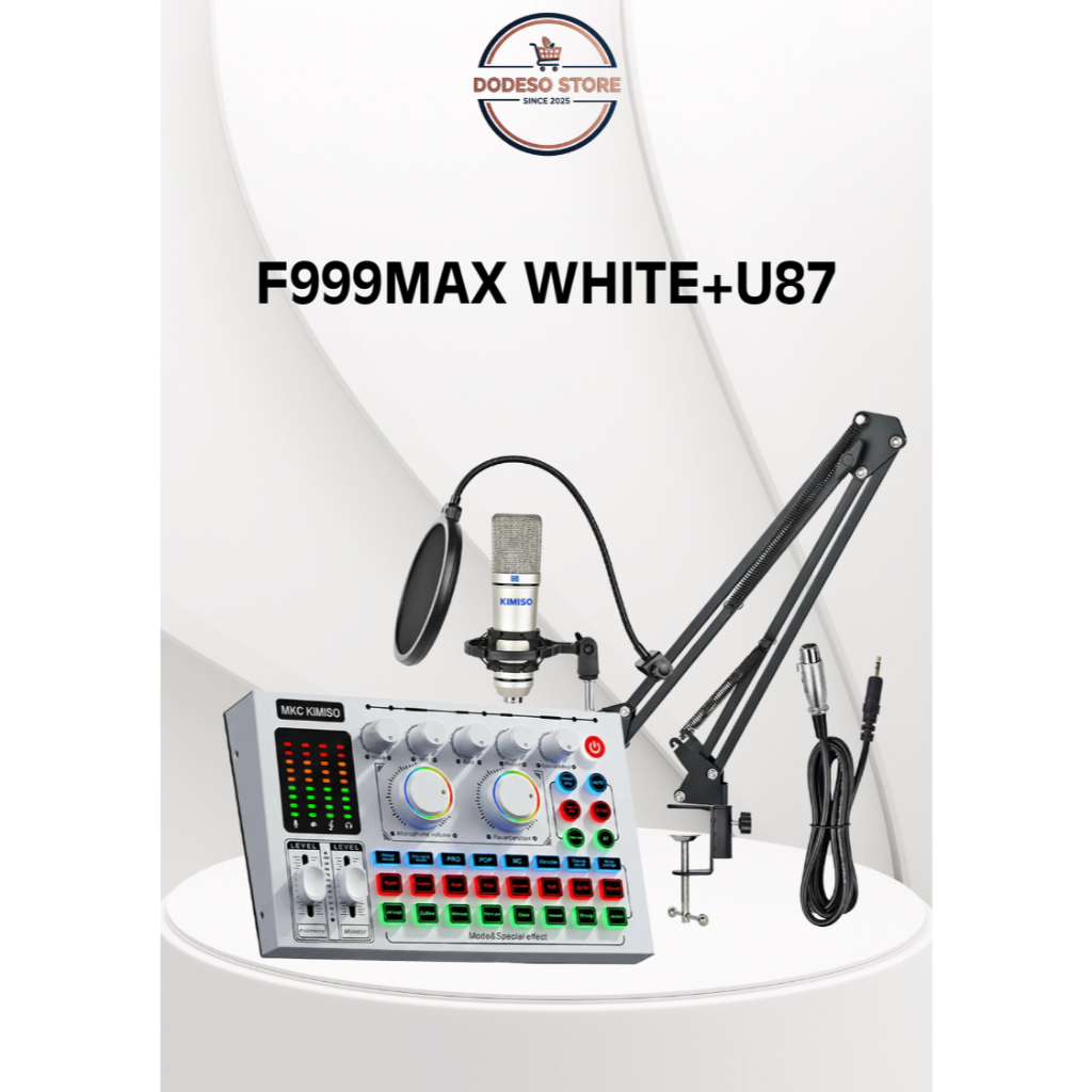 Paket Lengkap Soundcard F999MAX WHITE+U87 Mic