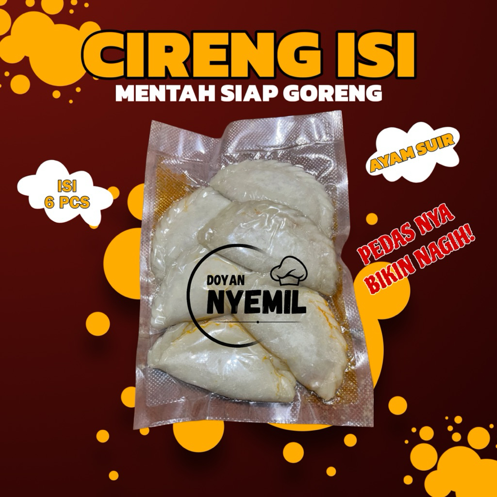 Doyan nyemil - Cireng isi ayam suwir pedas isi 6pcs | renyah fresh setiap hari | mentah siap goreng 