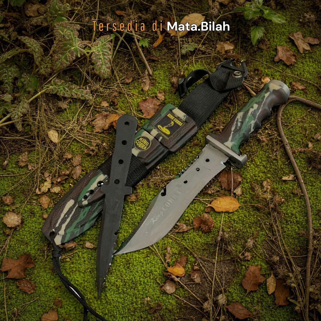 Pisau Survival Outdoor Militer Hunting Camping Motif loreng