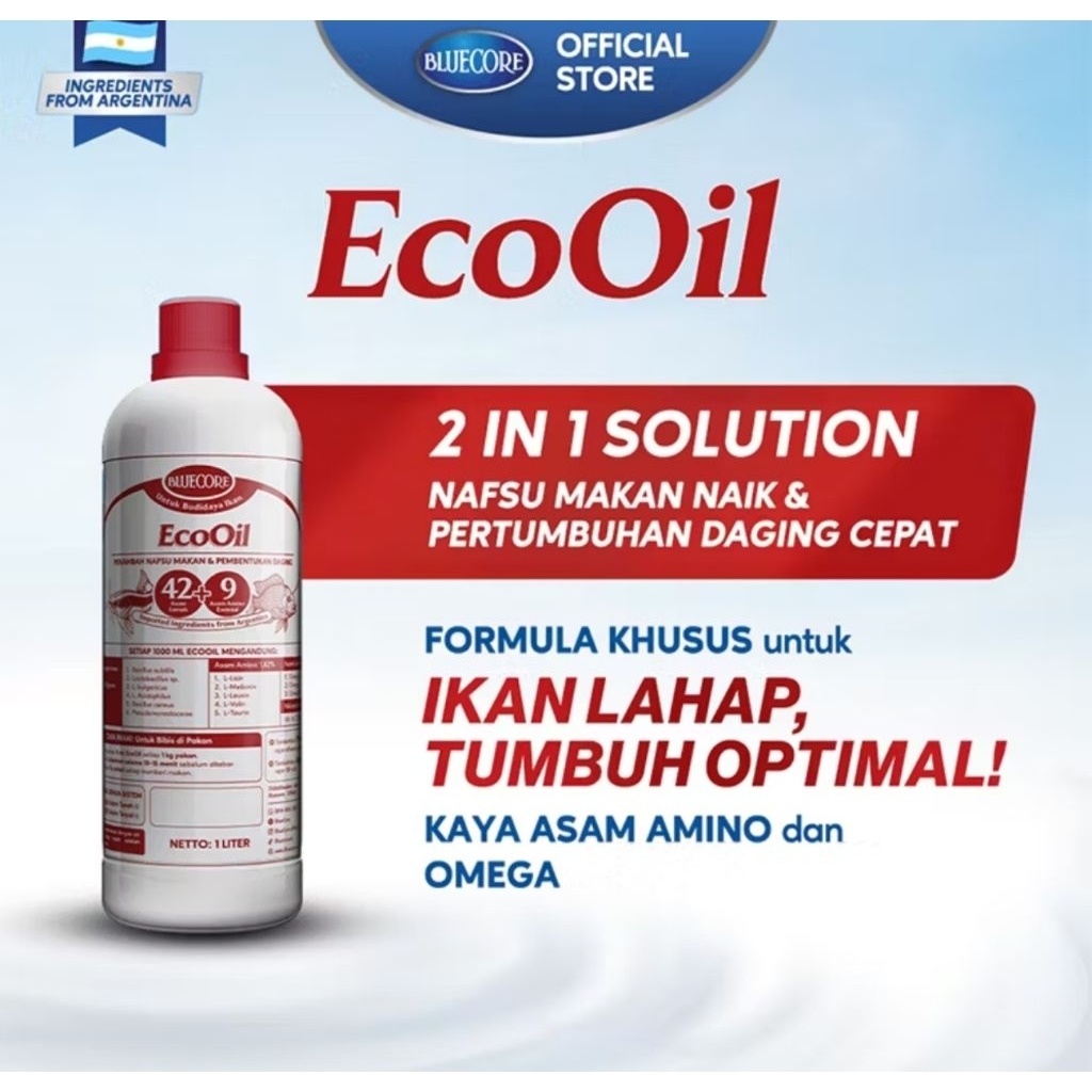 Bluecore Eco Oil – Vitamin & Suplemen Pakan Ikan Lele Nila Gurame Agar Cepat Besar
