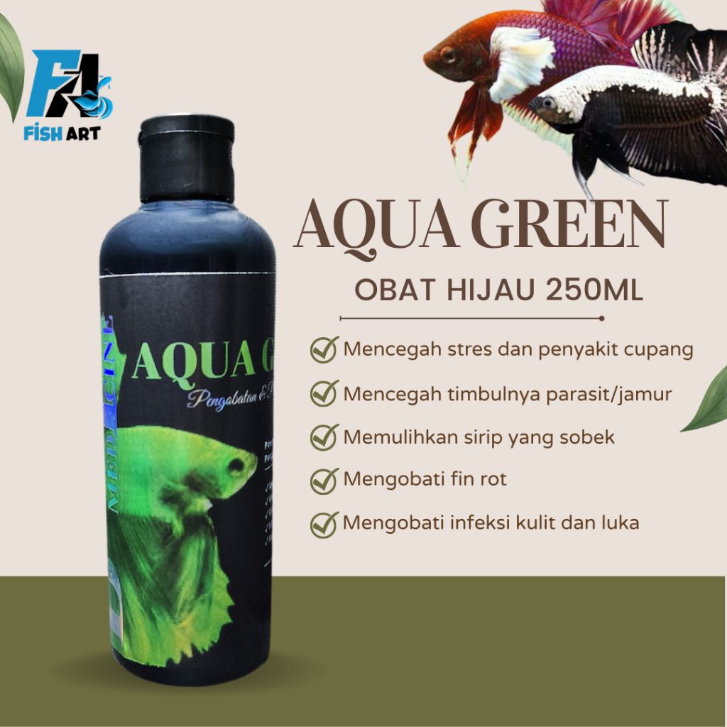 Fish Art • Obat Hijau Ikan Cupang Aqua Green 250ml Untuk Ikan Cupang Kuncup
