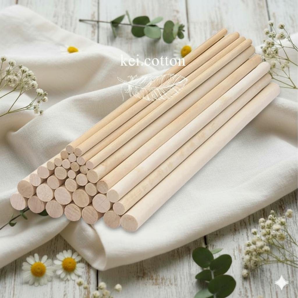 Kayu ramin macrame kayu dowel bulat diameter 2cm