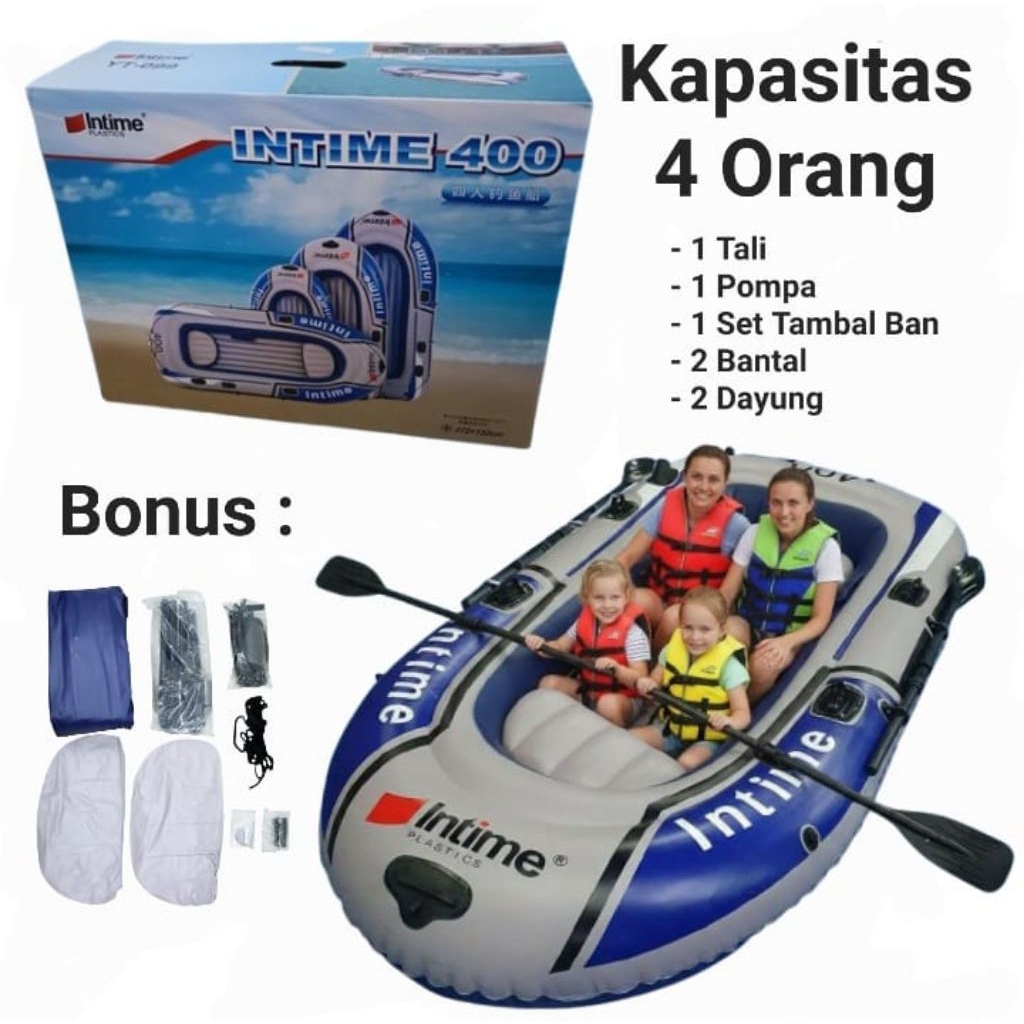 [COD] Perahu Karet Kayak Arum Jeram Mancing Inflatable Fishing Boat 4 Person Air dengan Bantalan Dud