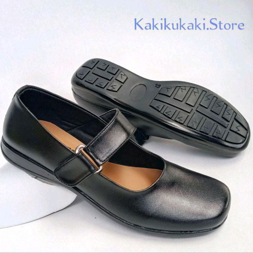 Sepatu Pantofel Wanita Paskibra Fantofel Cewek Slop Sepatu Sekolah Hitam Dan Putih