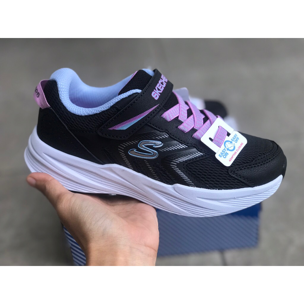 Skechers Microspec Tread Black Multi - Sepatu sekolah anak cewek