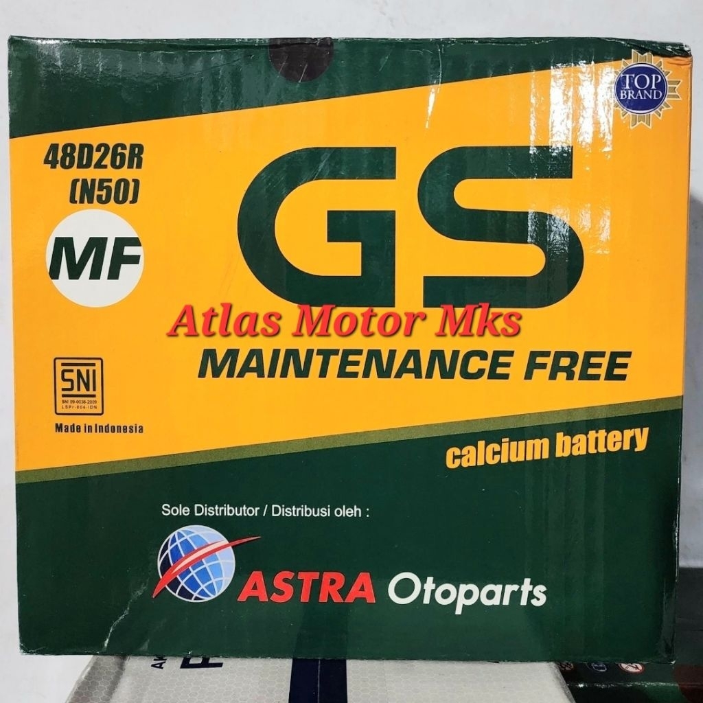 [1PC][48D26R / N50] ACCU AKI GS ASTRA MF MAINTENANCE FREE N50 12V-40Ah MOBIL - ORIGINAL GS ASTRA [48
