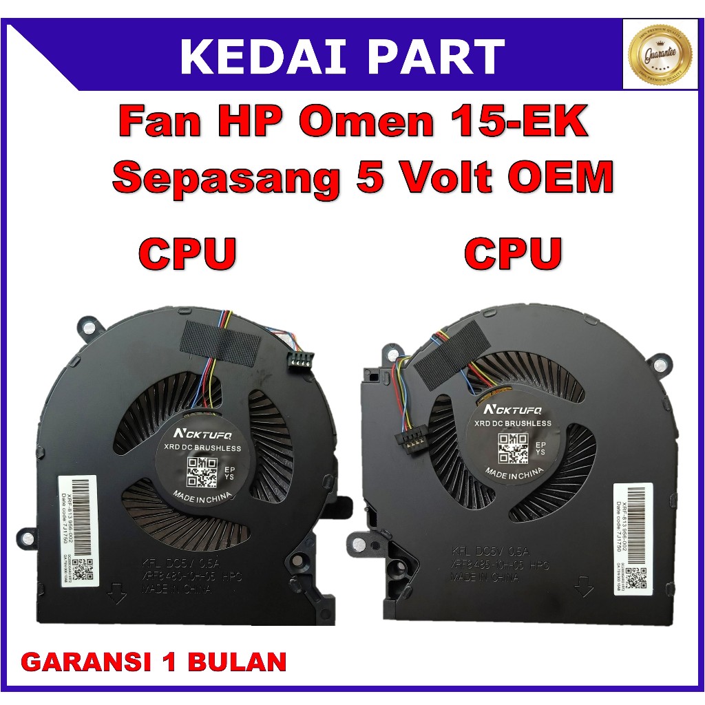 Fan HP Omen 15-EK 15-ek0044tx 15-ek0045tx 15-ek0105tx 5 Volt Sepasang OEM
