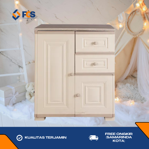 OTC B Lemari Loker Plastik MDF / Kabinet Laci Plastik / Loker Plastik 4 Laci