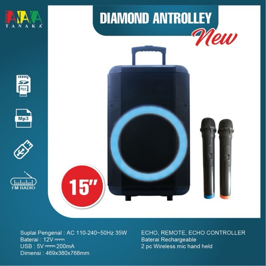 SPEAKER TANAKA 15 INCH BLUETOOTH 2 MIC