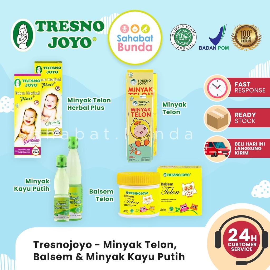 TRESNO JOYO Minyak Telon Kayu Putih Balsem Herbal Plus Citronella Lavender Jeruk Tresnojoyo