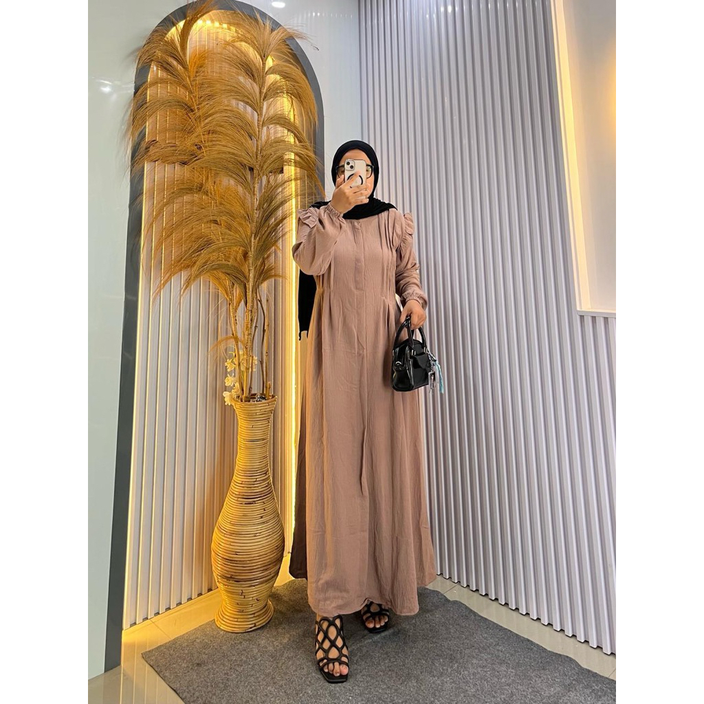 gamis crincle bahan adem busui &wudhu friendly by jevani