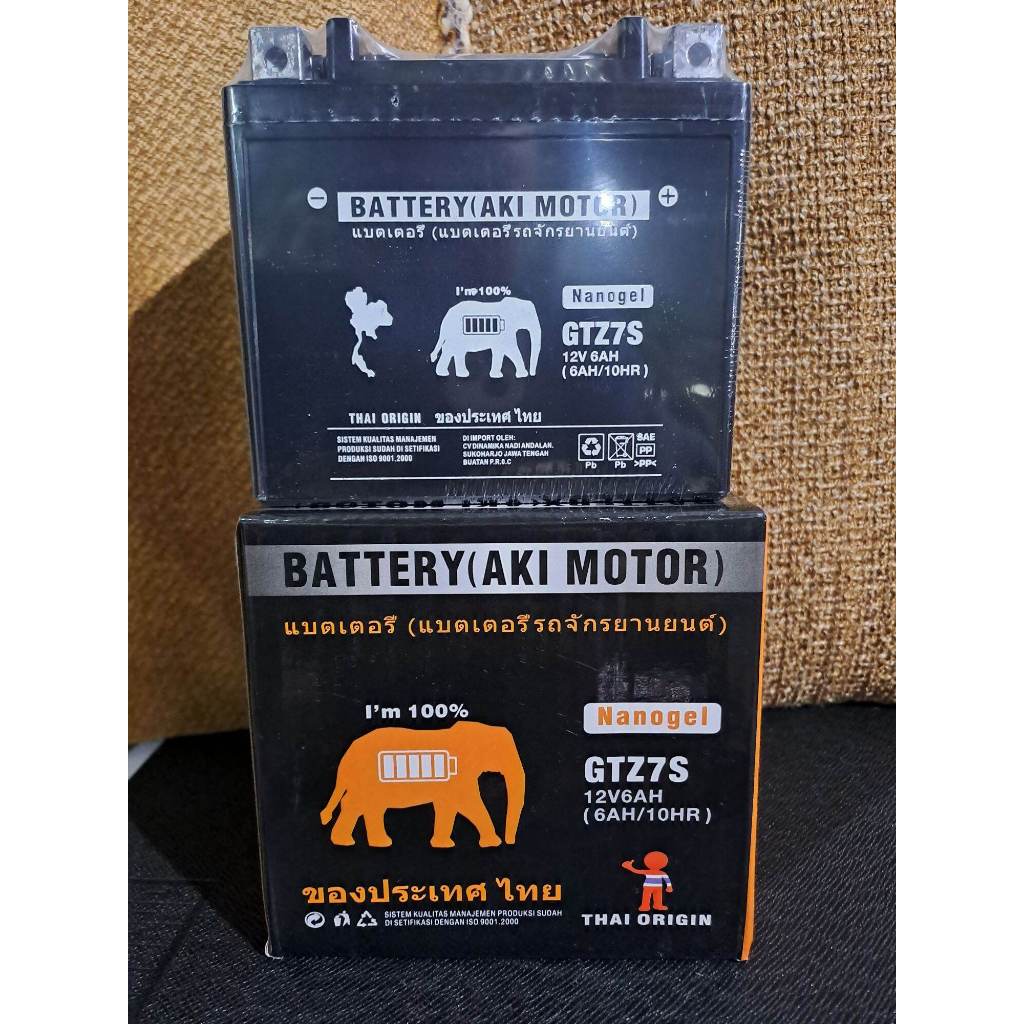 Aki Gajah GTZ7S 12 volt 6 ampere / aki satria FU / Vario 125 / Vario 150 /Yamaha Aerox/Nmax / Aki ke