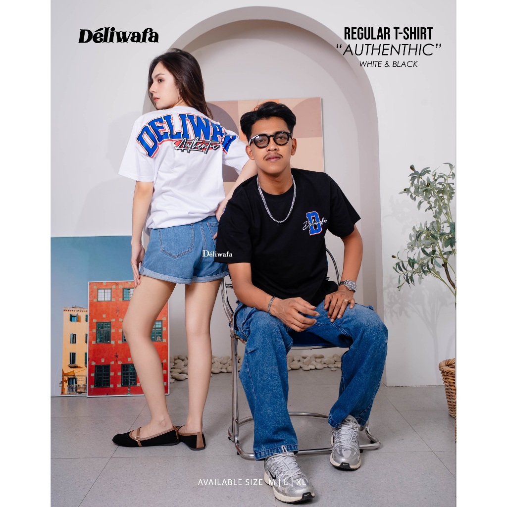 Deliwafa - Authentic | T-Shirt Regular | Kaos Lengan Pendek | Baju Pria Wanita