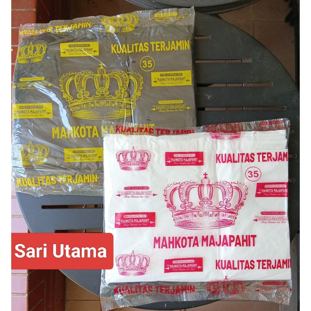 Mahkota Majapahit Kresek Putih / Hitam Kantong Kresek HD Uk 35 x 52  Ekonomis Kuat