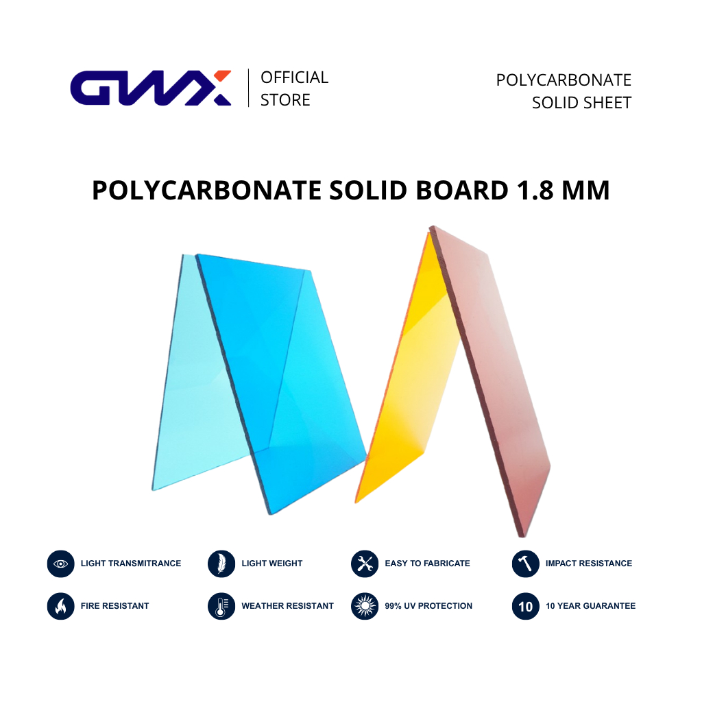 Atap dan Sekat Polycarbonate Solid Sheet GWX 1.8 MM Roll 30 M | Atap Transparan | Kanopi Sliding | P