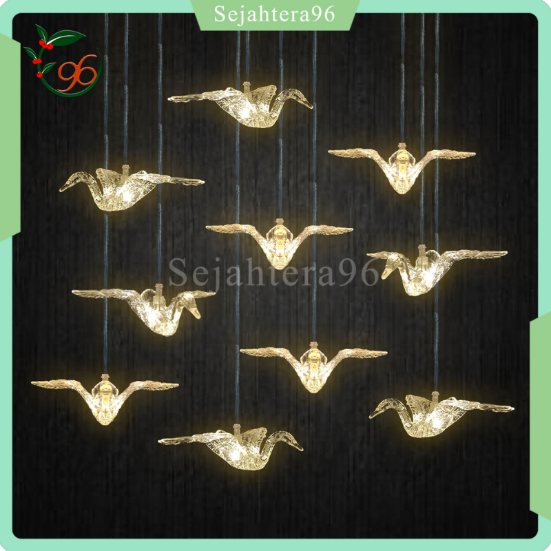 Evrydaygift Lampu Burung Akrilik Burung Plastik Dekorasi Hias Gantung Led Dekorasi Wedding Plastik