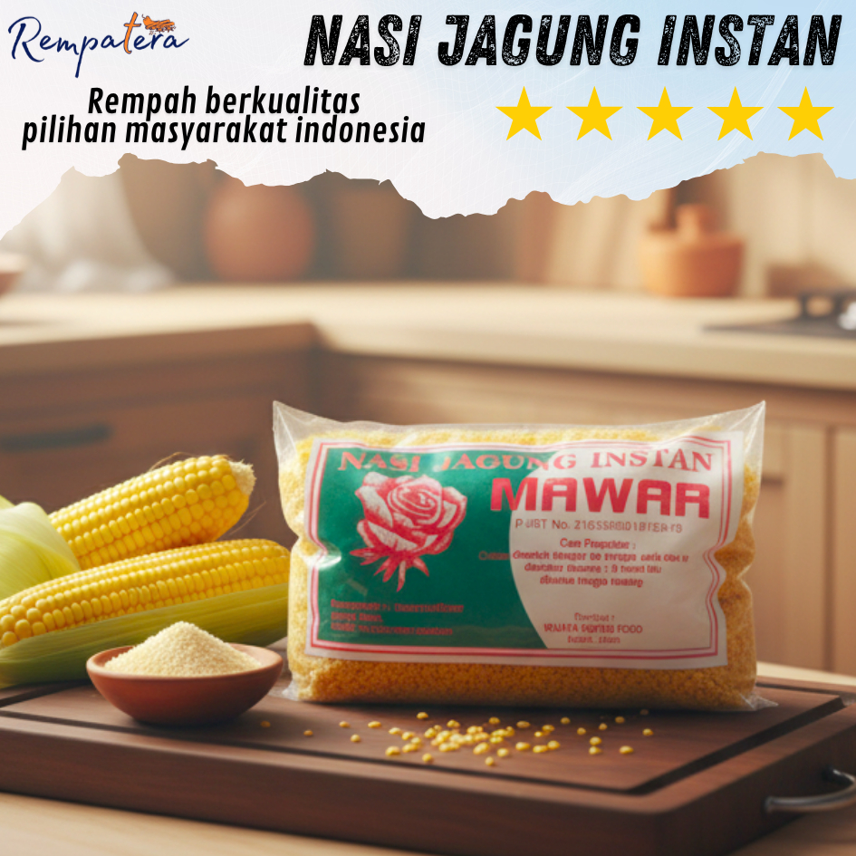 REMPATERA - Nasi Jagung Instan – Praktis Tinggal Seduh | Pengganti Nasi Putih, Sehat, Cocok untuk Di