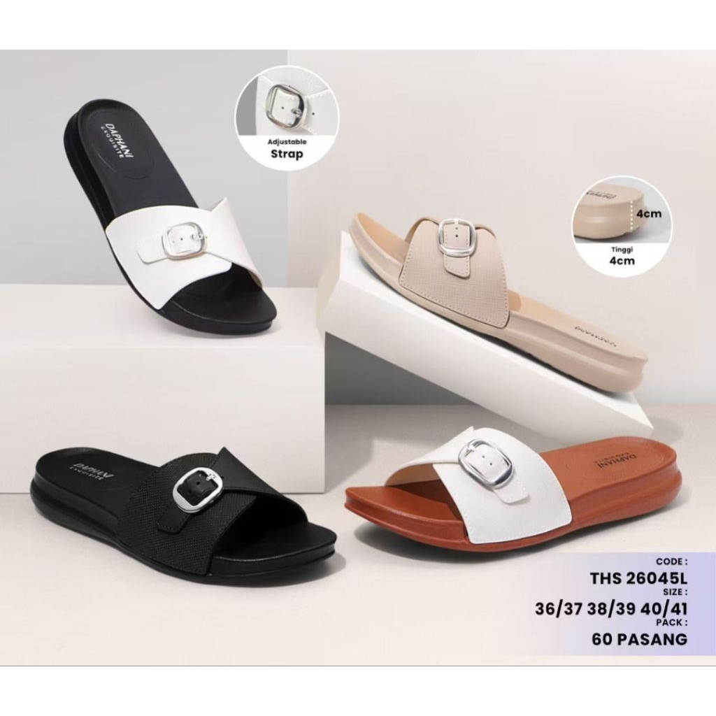 Sandal Selop Karet Wanita Motif Gesper Terbaru Kekinian 2025