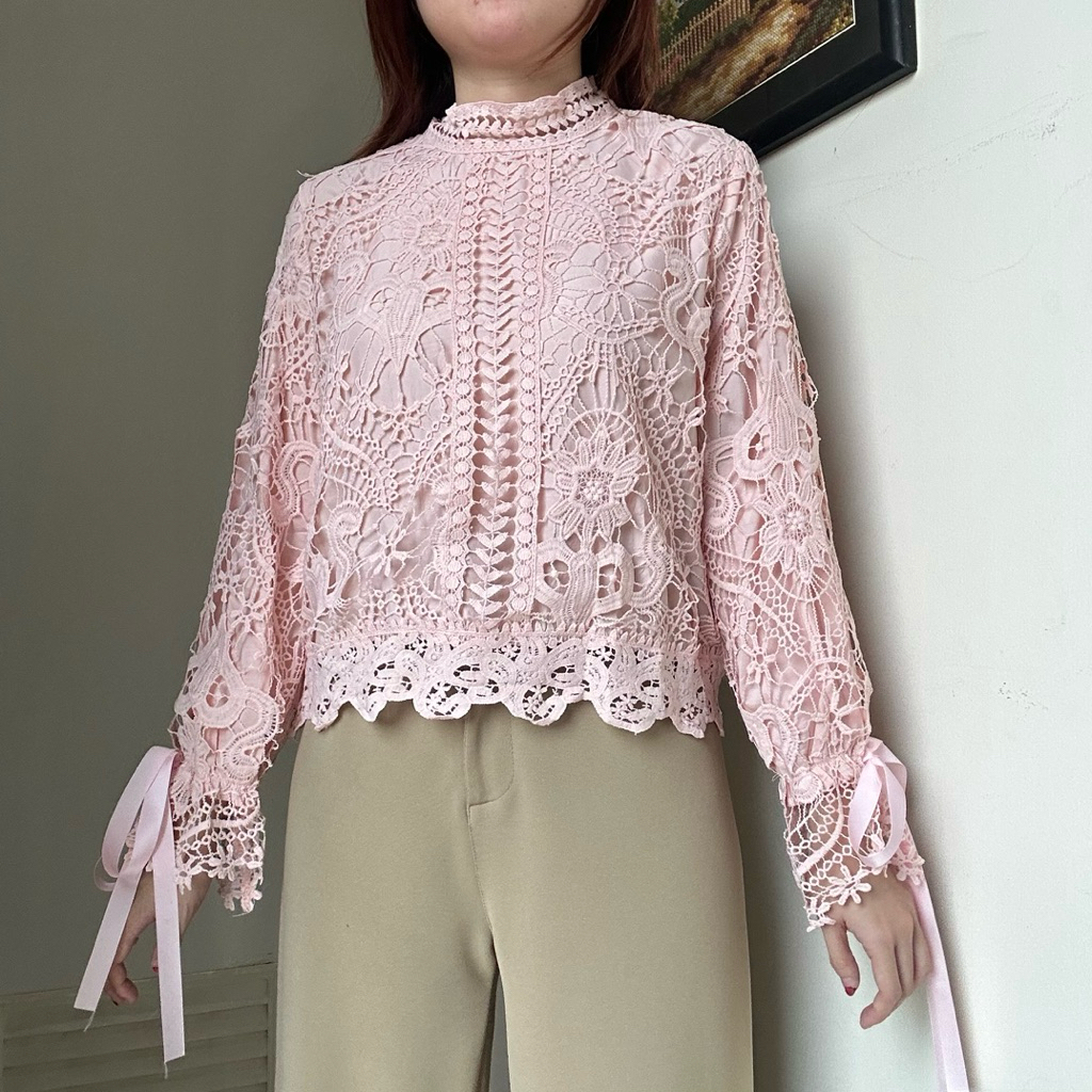 Raquel TOP atasan blouse kemeja wanita katun renda full furing viral korean style by biel the label