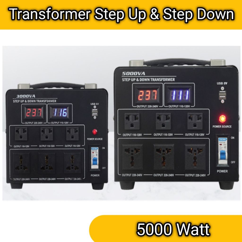 Trafo Step Up & Step Down 5000Watt 220V to 110V Step up/down 5000VA 5KVA Digital Display High Qualit