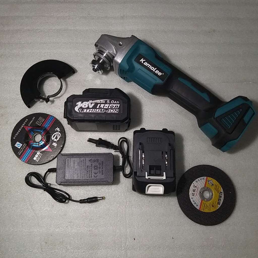 Kamolee 18500Rpm 18V Lithium-Ion Brushless Cordless 4-1/2” / 4" Cut-Off Angle Grinder DGA504 Mesin G
