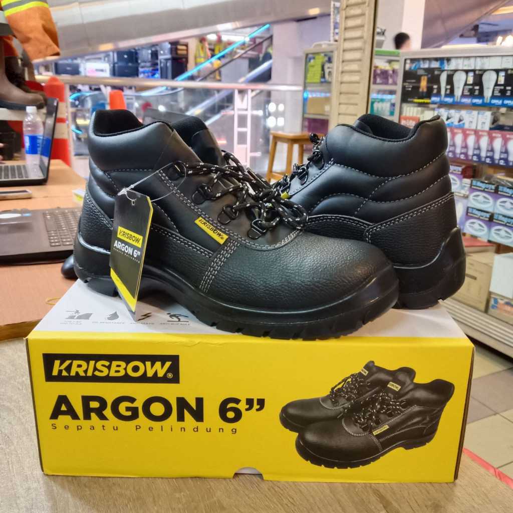Krisbow Argon 6 Inch || Safety Shoes Anti Slip Oil Resistant | Steel Toe Anti Slip SNI Proyek Kerja