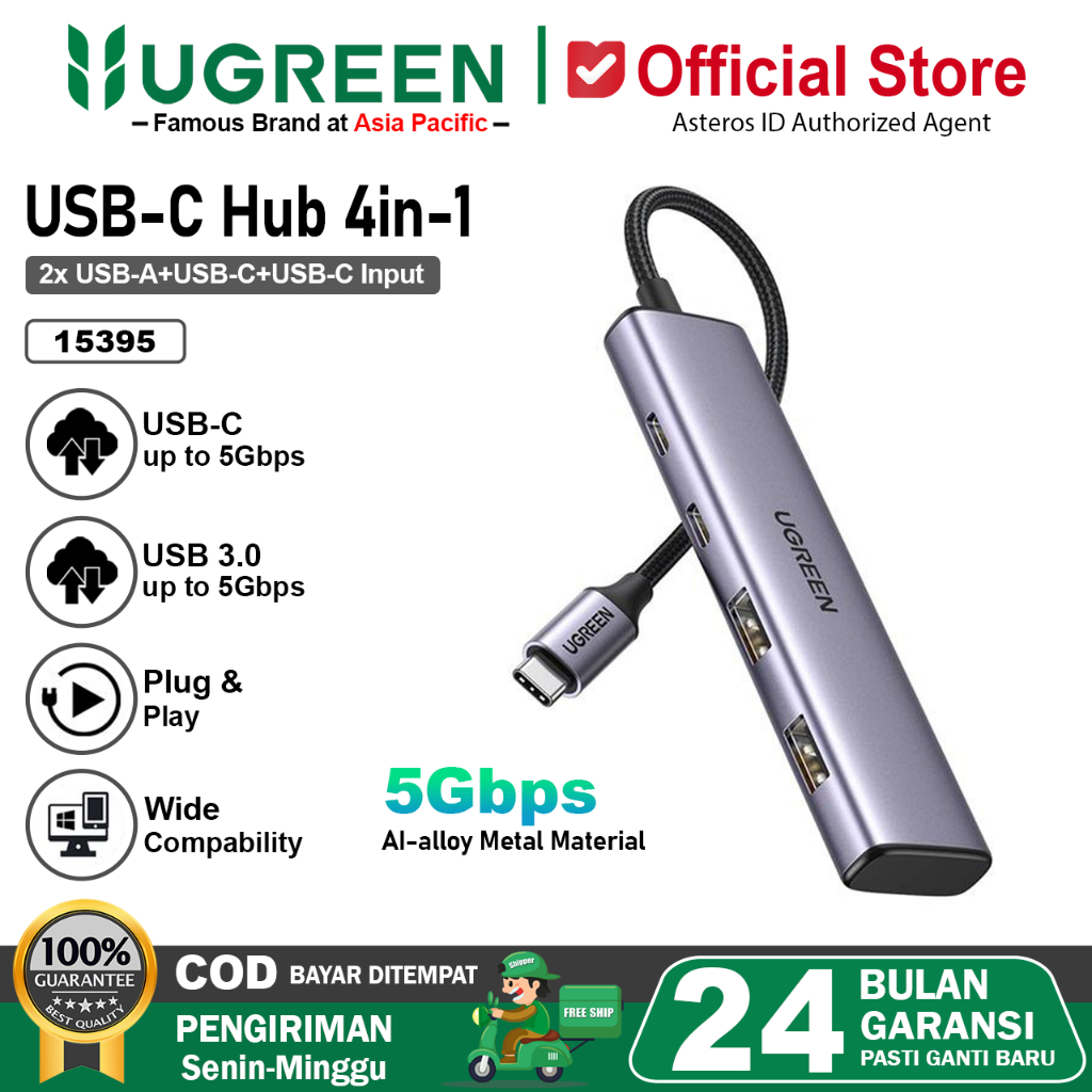 UGREEN USB Hub Type C For iPhone 17 16 15 Series iPad Macbook 4 Port USB + Type C 5Gbps