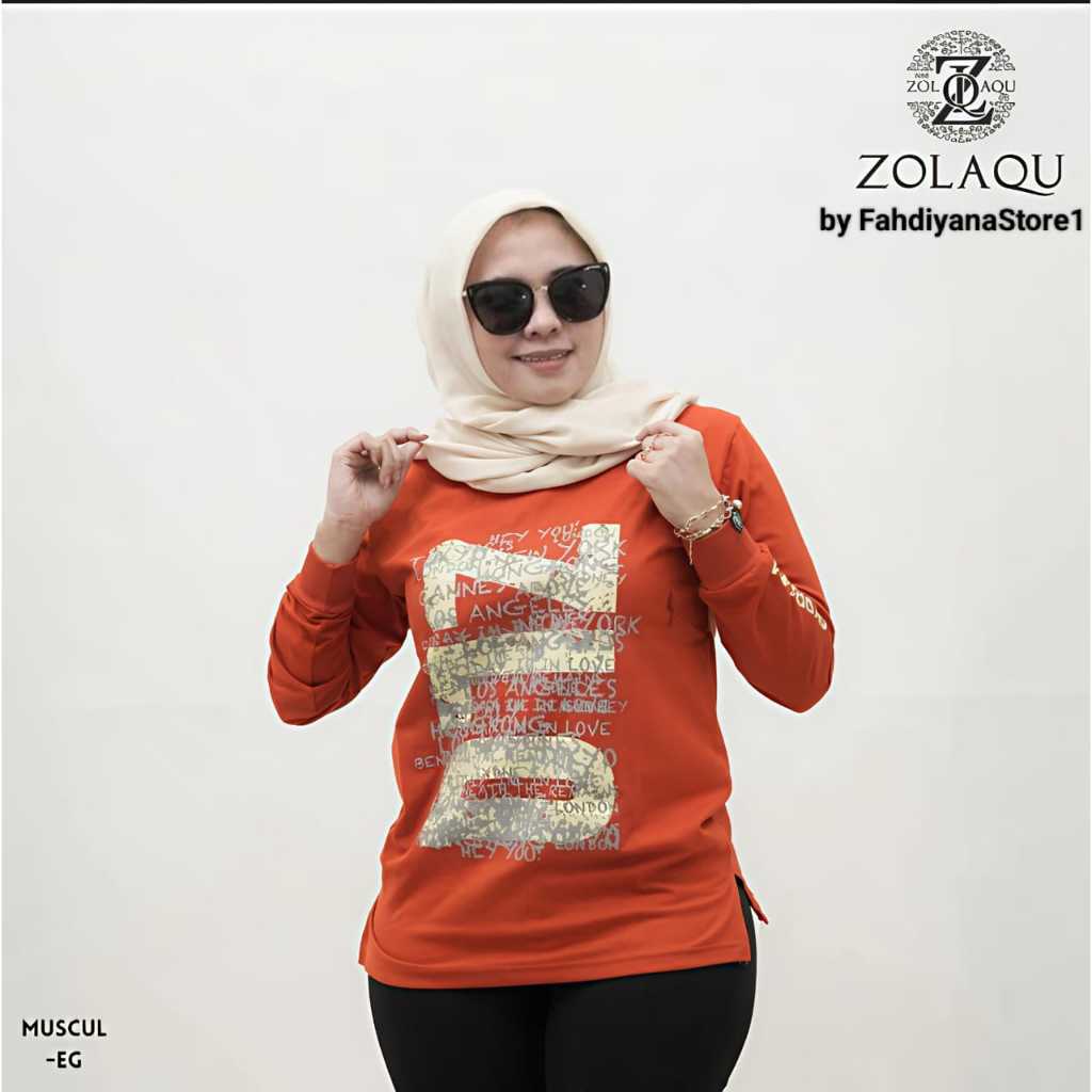 kaos ZOLAQU &2  zolaqu original ZOLAKU ORI atasan lengan panjang wanita terbaru 2025 jumbo ld 120
