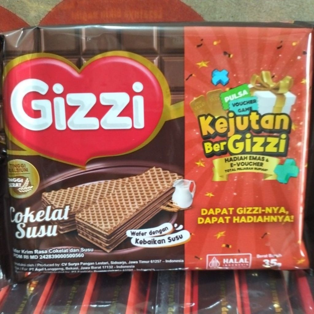 Gizzi wafer coklat 35gram 1pack isi 10bungkus