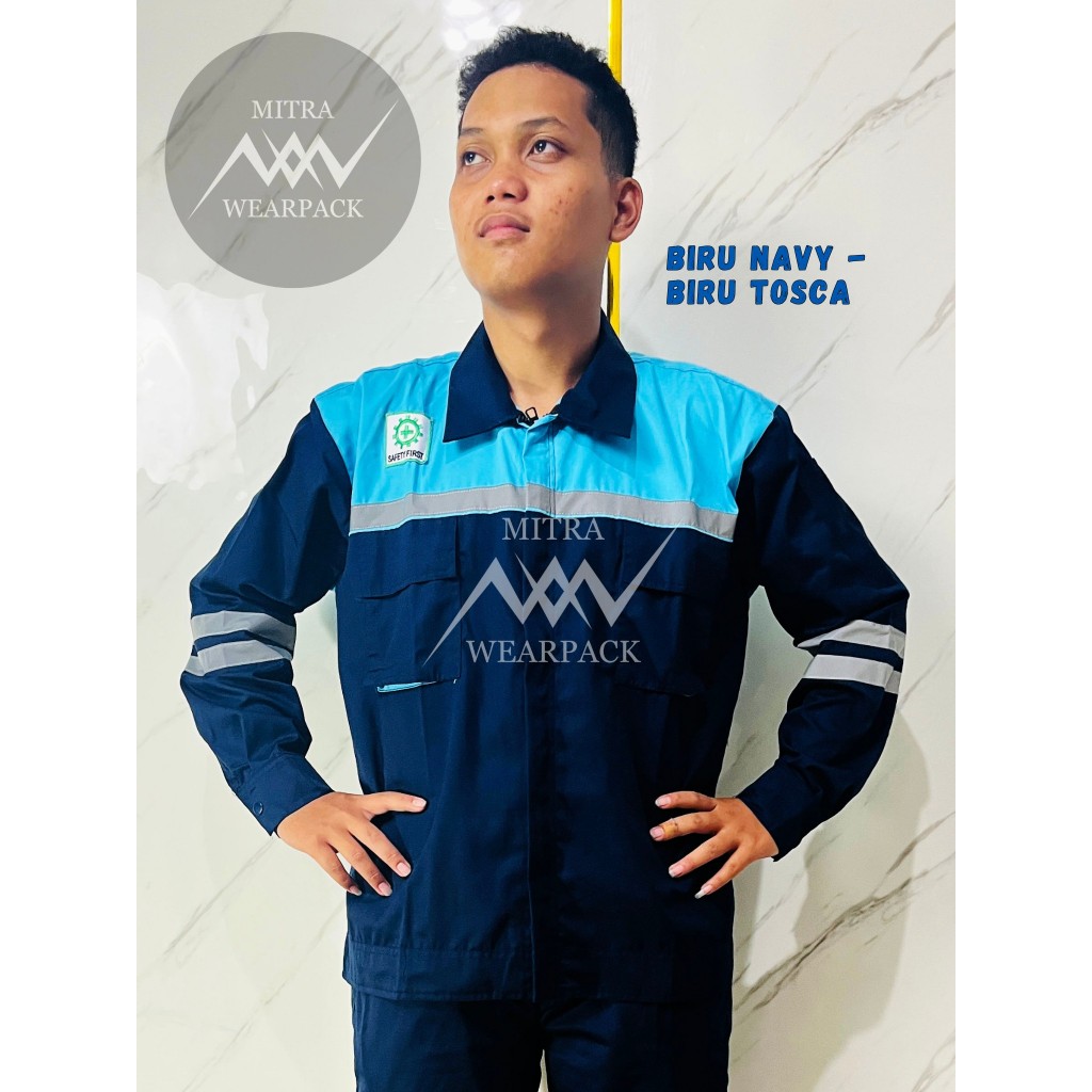 Wearpack Safety Atasan || Biru Navy - Biru Tosca