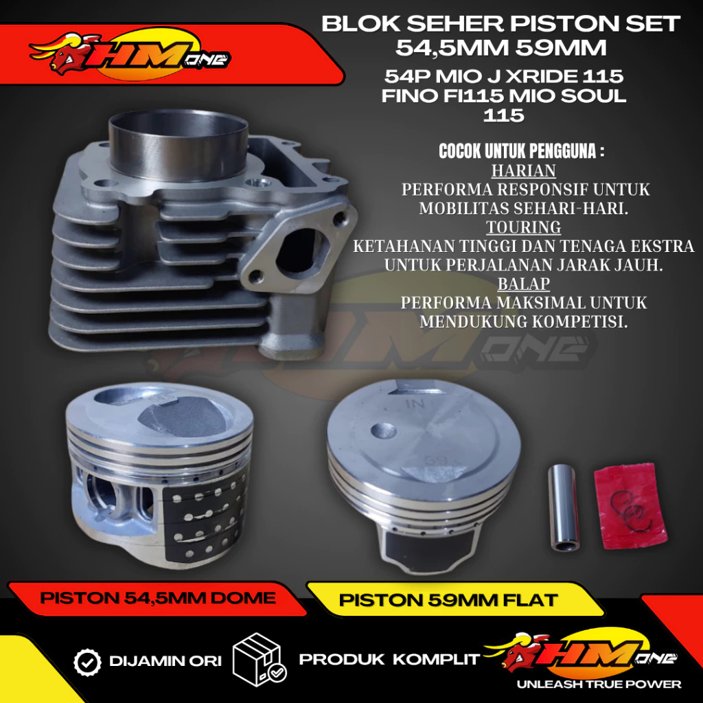CYLINDER BLOK BLOCK BORE UP MIO J XRIDE 115 FINO 115 MIO SOUL 115 54,5mm 59mm RING RIK