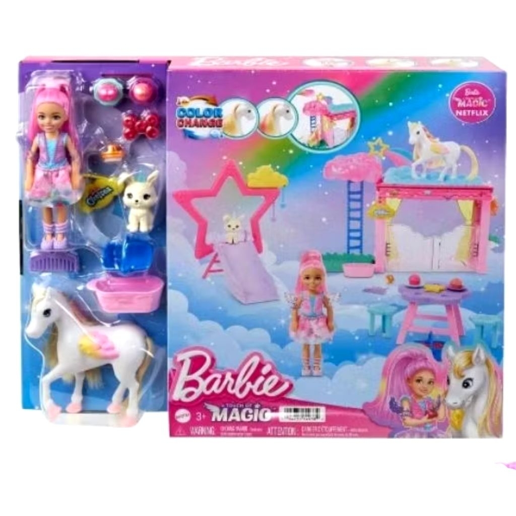 Barbie a Touch of Magic Netflix Chelsea Color Change Pegasus Doll - Mainan Boneka Anak Kuda Terbang