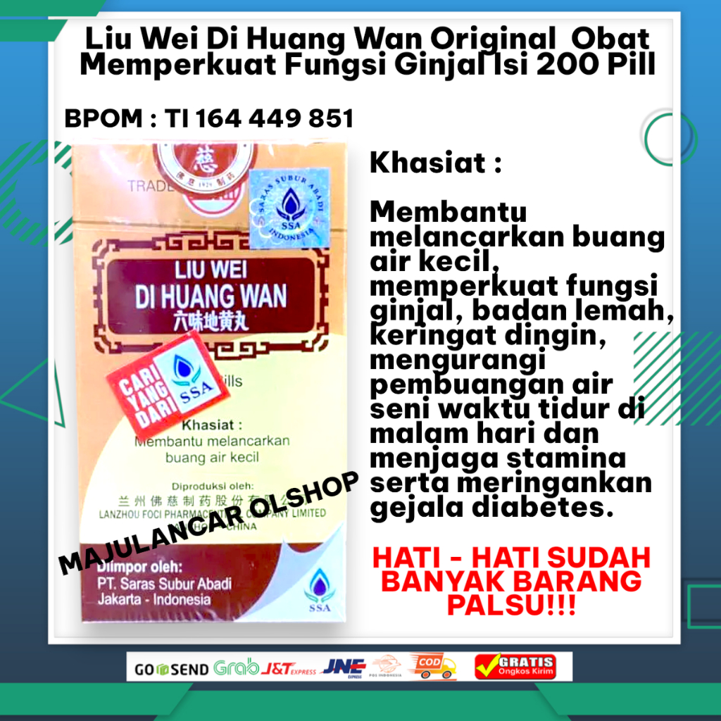 Liu Wei Di Huang Wan Original  Obat Memperkuat Fungsi Ginjal Isi 200 Pill