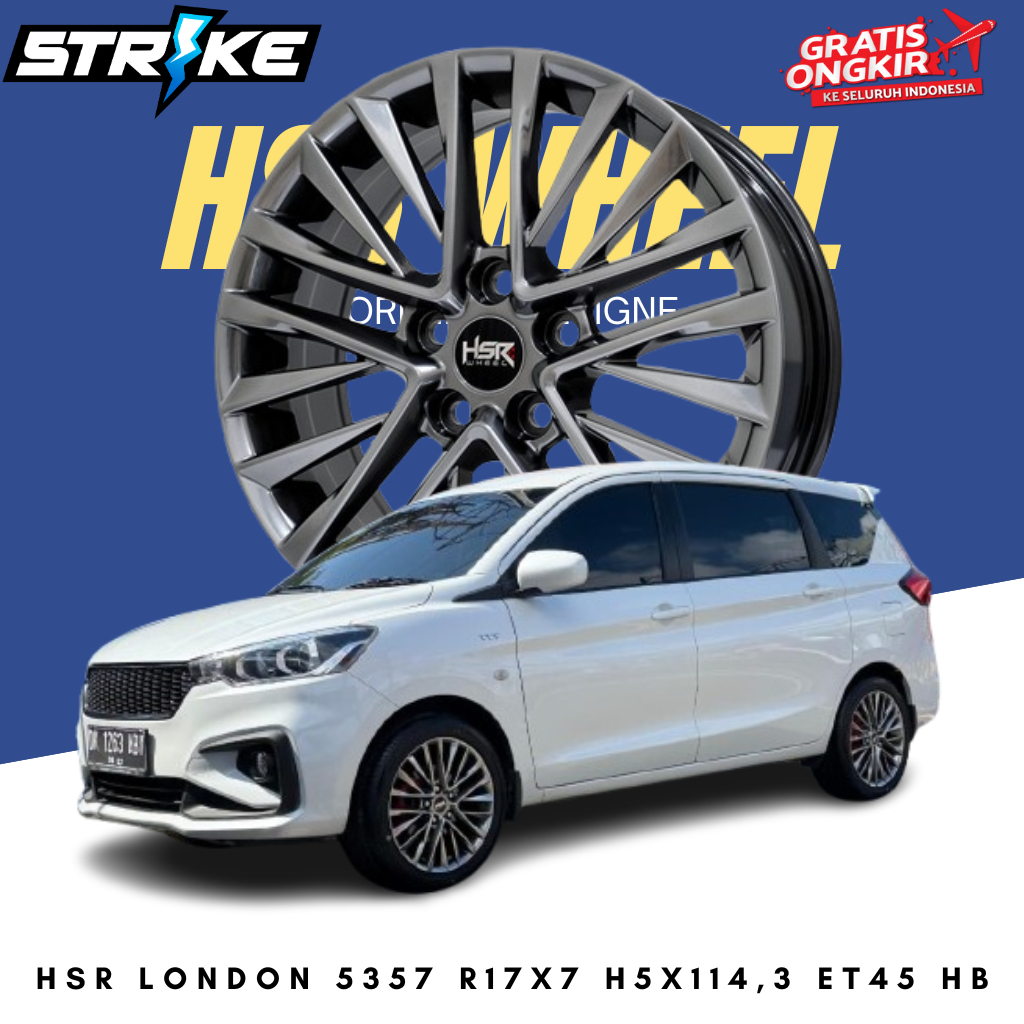 Paketan velg dan ban mobil ertiga ring 17 hsr london + ban 205 50 r17 accelera iota evt