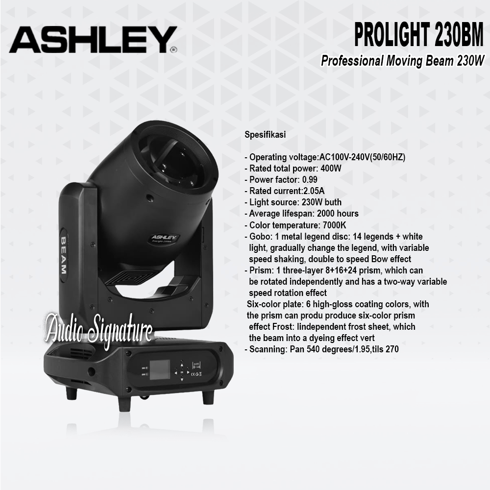 Moving Head BEAM ASHLEY PROLIGHT 230 BM | 230BM Original 400 Watt Harga 1 PCS