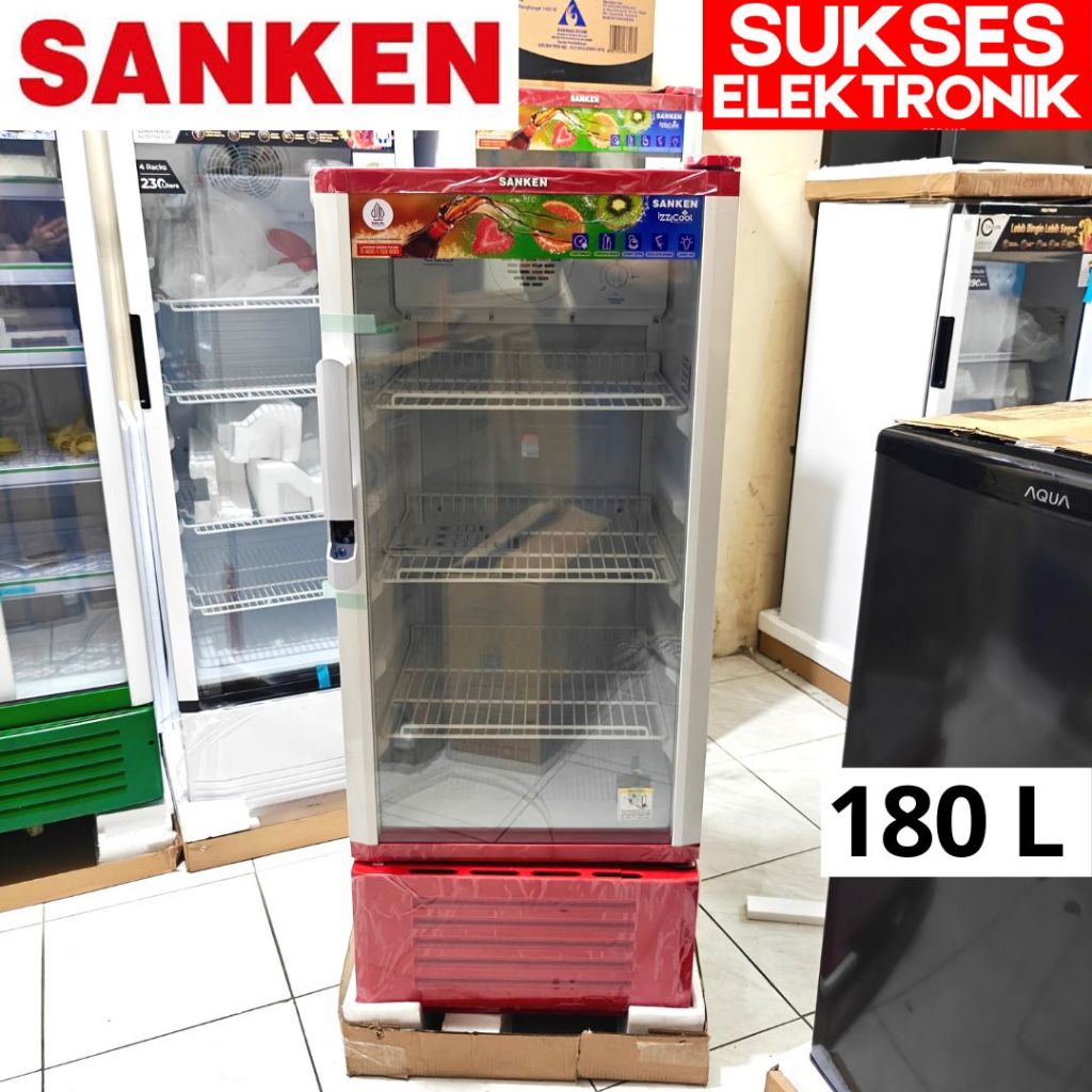 SHOWCASE SANKEN 3RAK SRS-185 180L / KULKAS PENDINGIN MINUMAN KACA 3 RAK 180 LITER 180 L