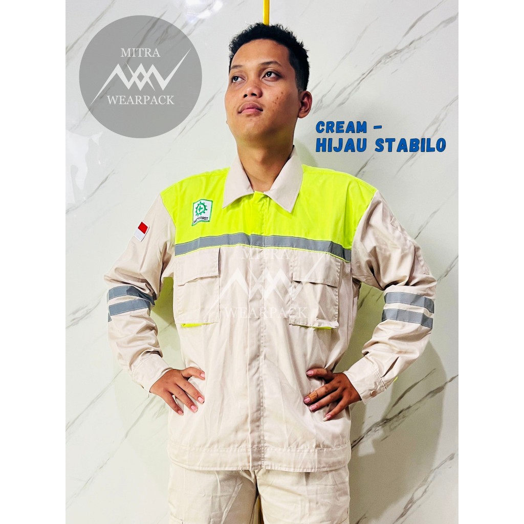 Wearpack Safety Atasan || Cream - Hijau Stabilo