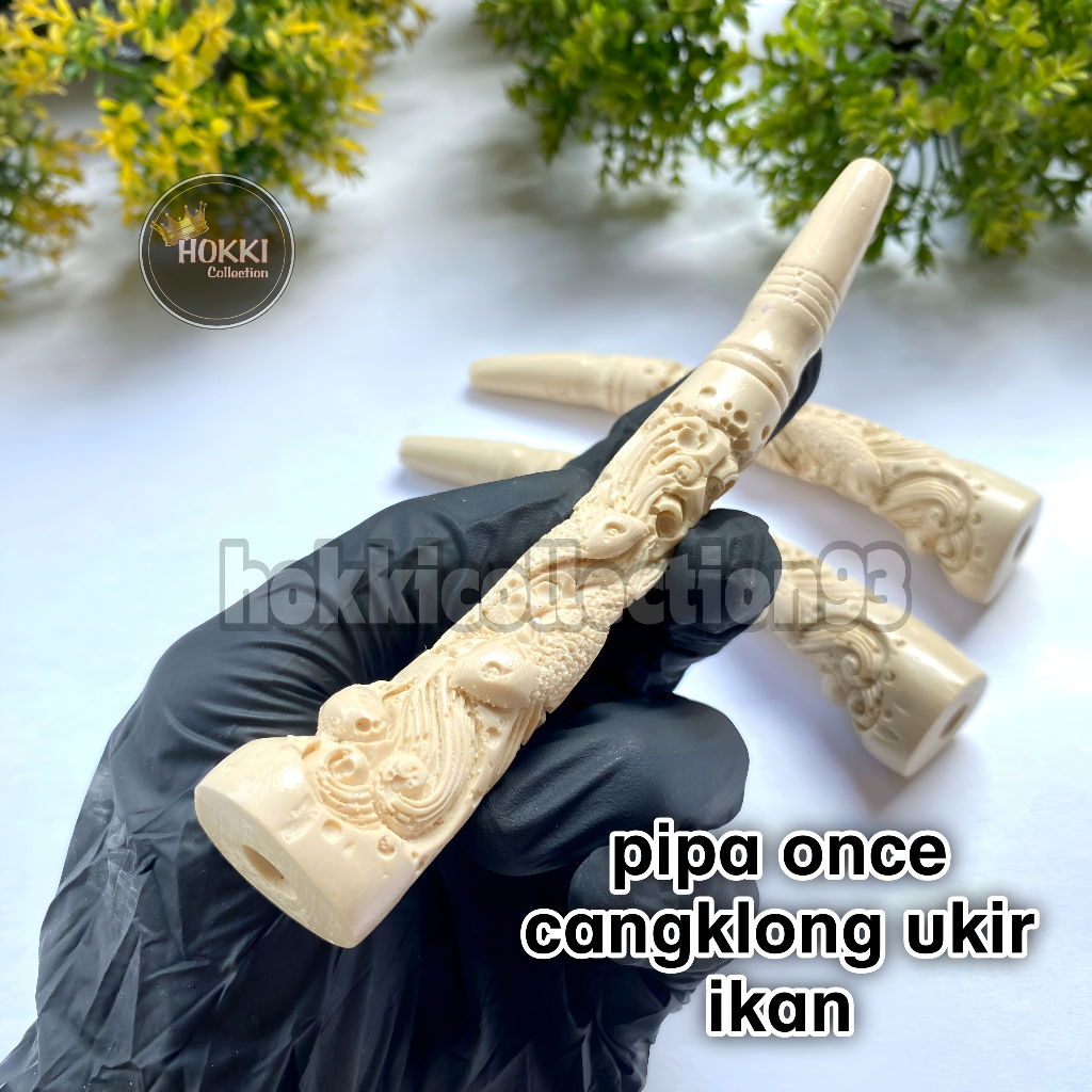 Pipa Cangklong Once Padud GG Model Ukiran Motif Ikan Ekslusif Super Mewah