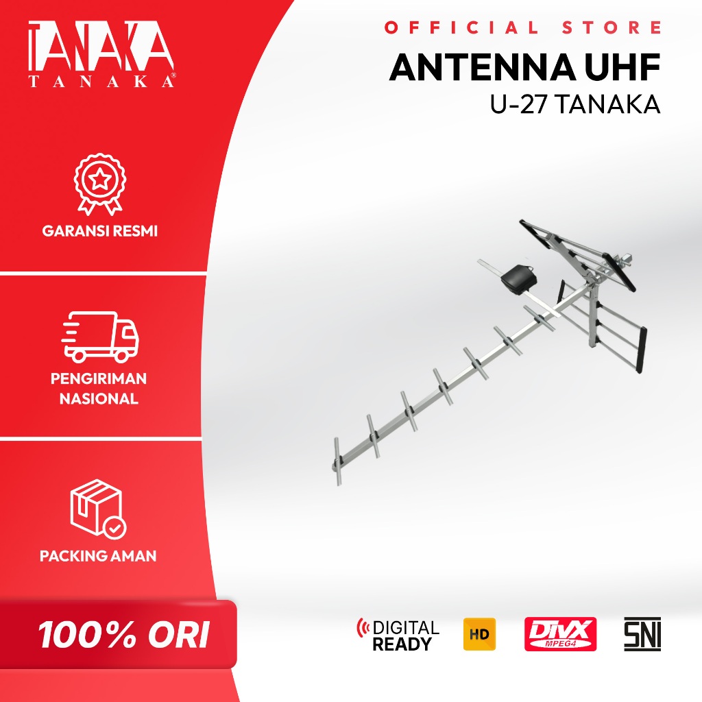 TANAKA Antenna Digital UHF U-27 Antena TV Outdoor Gain Tinggi Tahan Air Garansi Resmi 1 Tahun