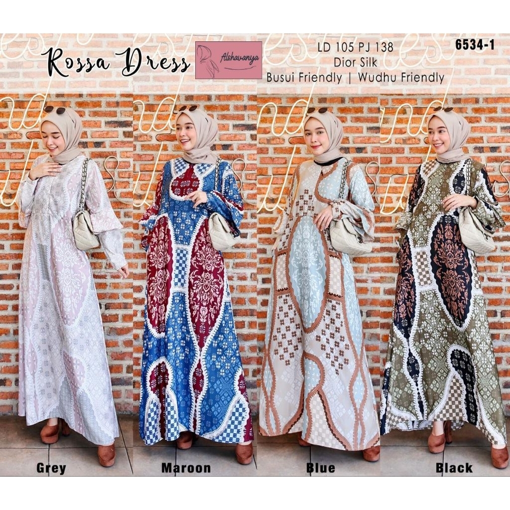 Rossa Dress by Alshavanya Gamis Dior Silk Mewah Gamis Dior Silk Premium Gamis Motif Premium Gamis Me