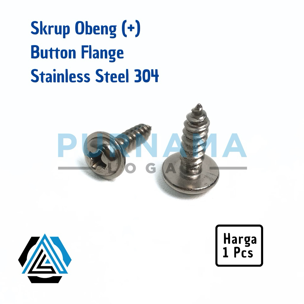 SKRUP [ OBENG + ] FLANGE PAN HEAD 5x16 BODY MOTOR STAINLESS STEEL