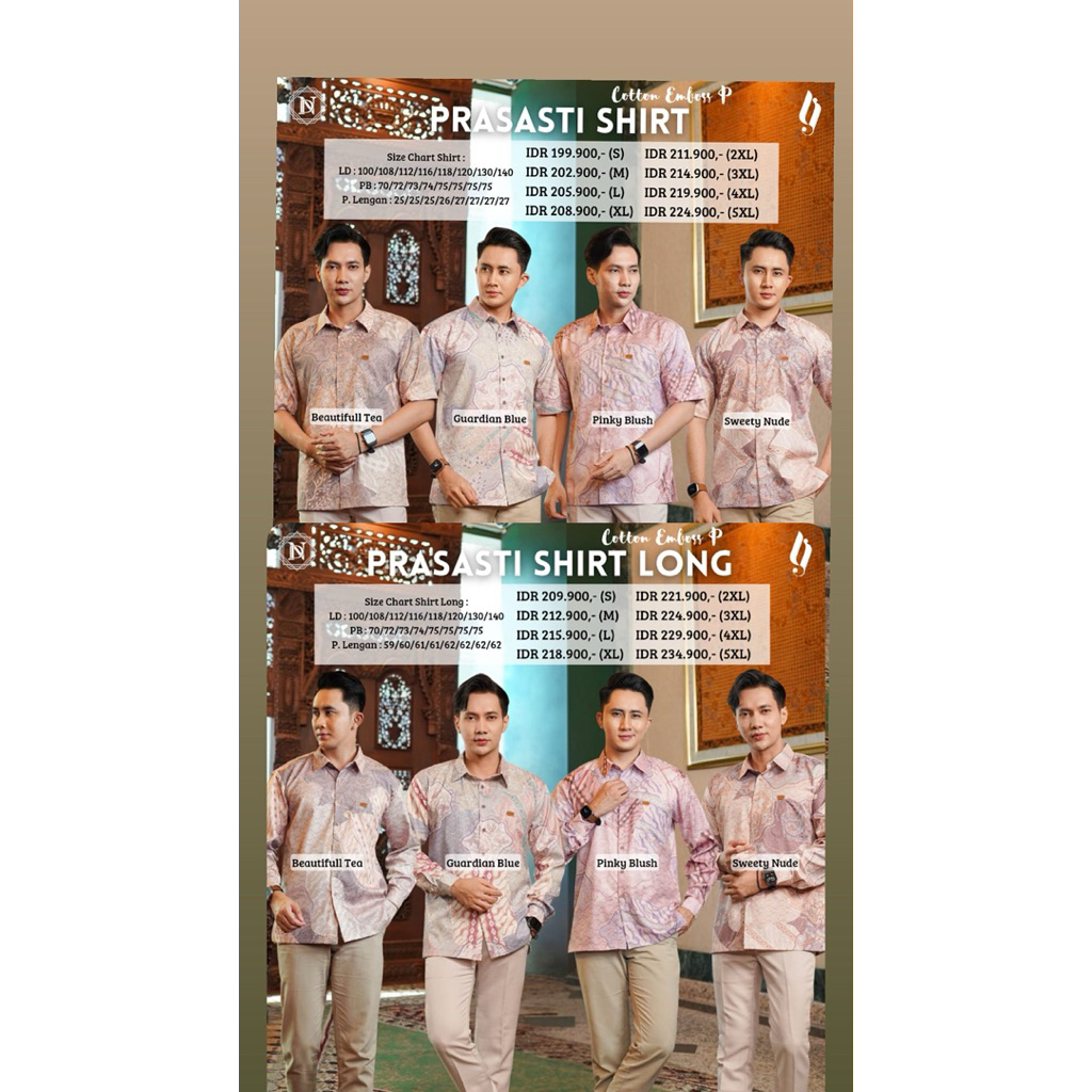 BISA COD PRASASTI SHIRT/PANJANG/PENDEK KEMEJA PRIA DEWASA MOTIF EXCLUSIVE NADHEERA LUXURY