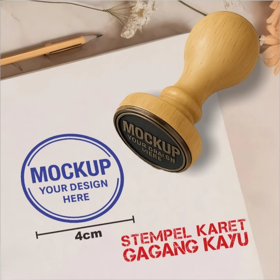 STEMPEL GAGANG KAYU - STEMPEL CUSTOM LOGO - CAP STEMPEL MURAH