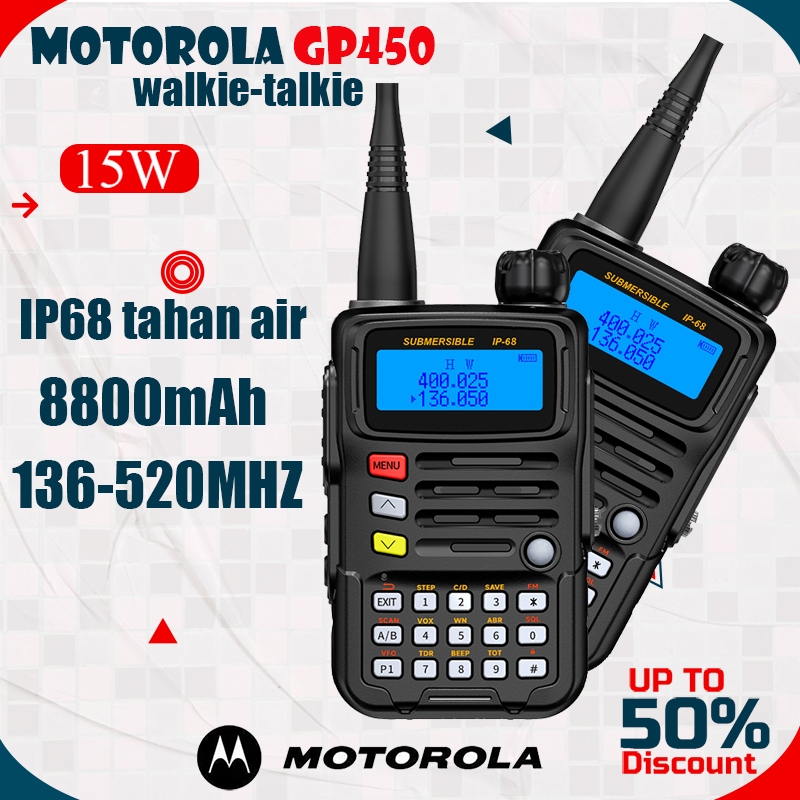 【IP68 Tahan Air】HT Motorola GP450 walkie talkie dua arah radio jarak jauh radio walkie walkie motoro