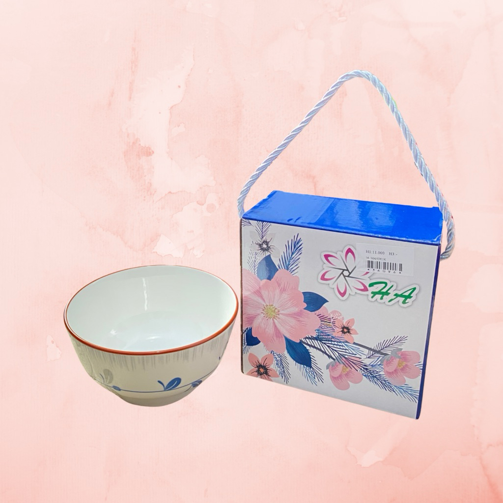 Mangkok Keramik Premium Motif Bunga | Bowl Keramik Aesthetic Hadiah, Hampers, Souvenir Murah