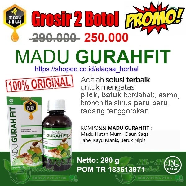 Madu Gurah Fit Asli Original Obat Batuk Untuk Dewasa dan Anak BPOM