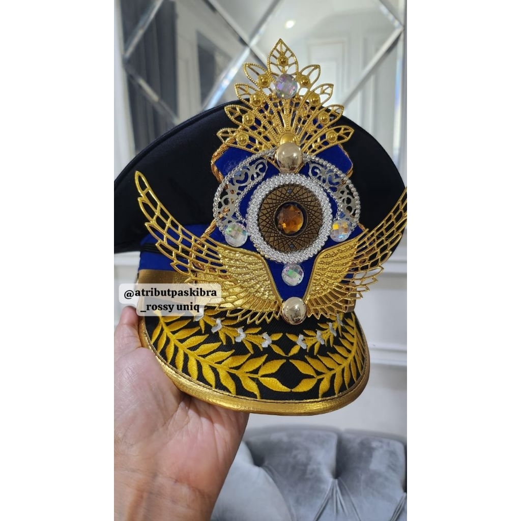 Topi Pet Full Hitam Bordir Padikapas harga emblem terpisah//Topi Paskibra LKBB//Bisa Request Warna