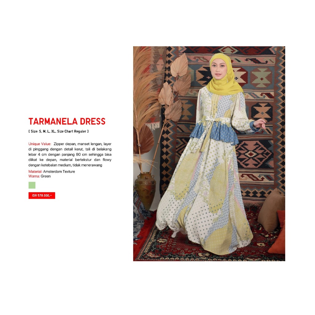 ZOYA TARMANELA DRESS - Gamis Muslim Wanita - Pakaian - Baju Muslim Bahan Amsterdam Texture