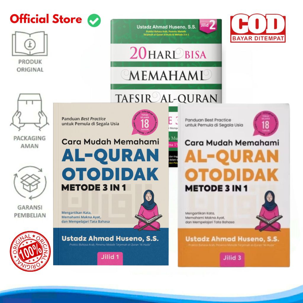 Ori Buku Cara Mudah Memahami Tafsir Al Quran Otodidak Metode 3 in 1 Jilid 1 2 3 Panduan Best Practic